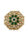 Shop_Riana Jewellery_Gold Plated Real Jadtar Stones Studded Floral Ring _at_Aza_Fashions