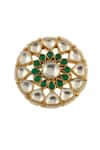Shop_Riana Jewellery_Gold Plated Pearls, Diamonds, Stones Jadtar Ring _at_Aza_Fashions