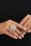 Buy_Riana Jewellery_Gold Plated Real Jadtar Stones Square Jadau Ring _at_Aza_Fashions