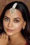 Buy_Joules By Radhika_White Kundan And Polki Embellished Maangtikka _at_Aza_Fashions