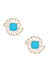 Shop_Esme By Aashna Dalmia_Gold Plated Crystal Floral Stud Earrings _at_Aza_Fashions