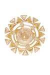 Shop_ESME_Gold Plated Stones Geometric Cutwork Ring _at_Aza_Fashions