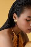 Buy_Esme By Aashna Dalmia_Maroon Crystal Drop Textured Earrings _at_Aza_Fashions