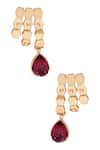 Shop_Esme By Aashna Dalmia_Maroon Crystal Drop Textured Earrings _at_Aza_Fashions