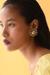 Buy_Esme By Aashna Dalmia_Gold Plated Stones Geometric Cutwork Ear Studs _at_Aza_Fashions