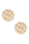 Shop_Esme By Aashna Dalmia_Gold Plated Stones Geometric Cutwork Ear Studs _at_Aza_Fashions