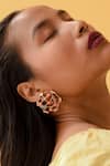 Buy_Esme By Aashna Dalmia_Orange Embellished Swarovski Studs _at_Aza_Fashions