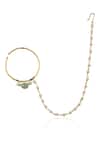 Shop_Riana Jewellery_Gold Plated Pearls, Diamonds, Stones Embellished Nath _at_Aza_Fashions