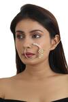 Buy_Riana Jewellery_Gold Plated Pearls, Diamonds, Crystals Floral Embellished Nath _at_Aza_Fashions
