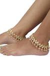 Buy_Riana Jewellery_Gold Plated Pearls, Stones Embellished Payals - Set Of 2 _at_Aza_Fashions