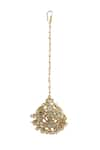 Shop_Riana Jewellery_Gold Plated Real Jadtar Stones Mother Of Pearls Maangtikka _at_Aza_Fashions