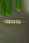 Shop_Just Shradhas_Gold Plated Pearls, Beads Kundan Embellished Bracelet _at_Aza_Fashions