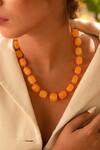 Buy_Kastiya Jewels_Yellow Semi Precious Stones Embellished Necklace _at_Aza_Fashions