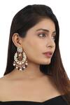 Buy_Riana Jewellery_Gold Plated Pearls, Diamonds, Crystals Floral Top Embellished Chandbalis _at_Aza_Fashions