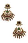 Shop_Riana Jewellery_Gold Plated Pearls, Diamonds, Crystals Stone Embellished Chandbalis _at_Aza_Fashions