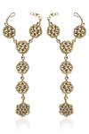 Shop_Riana Jewellery_Gold Plated Pearls, Diamonds Floral Motif Hathphools - Set Of 2 _at_Aza_Fashions