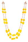 Shop_Kastiya Jewels_Yellow Pearls Bead And Handcrafted Necklace _at_Aza_Fashions