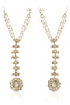 Shop Riana Jewellery Gold Plated Pearls, Diamonds Floral Embellished Hathphools - Set Of 2 at Aza Fashions Shop_Riana Jewellery_Gold Plated Pearls, Diamonds Floral Embellished Hathphools - Set Of 2 _at_Aza_Fashions