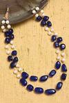 Shop_Kastiya Jewels_Blue Bead And Pearl Handcrafted Necklace_at_Aza_Fashions