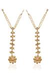 Shop_Riana Jewellery_Gold Plated Real Jadtar Stones Floral Embellished Hathphools - Set Of 2 _at_Aza_Fashions