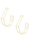 Shop_Varnika Arora_Gold Plated Geometric Hoop Earrings _at_Aza_Fashions