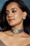 Buy_Joules By Radhika_Multi Color Gota Patti, Stones Beaded Multi-layered Choker Set_at_Aza_Fashions