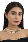 Buy_Riana Jewellery_Gold Plated Pearls, Glitter, Stones Embellished Choker Set _at_Aza_Fashions