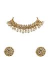 Shop_Riana Jewellery_Gold Plated Pearls, Glitter, Stones Embellished Choker Set _at_Aza_Fashions