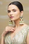 Buy_Moh-Maya By Disha Khatri_Gold Plated Pearls, Beads, Gota Patti Meenakari Blue Drop Jhumkas_at_Aza_Fashions