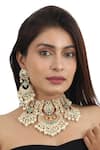 Buy_Riana Jewellery_Blue Pearls, Diamonds, Crystals Drop Necklace Set _at_Aza_Fashions