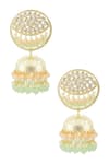 Shop_Moh-Maya By Disha Khatri_Gold Plated Pearls, Beads, Crystals Kundan Drop Jhumkas _at_Aza_Fashions