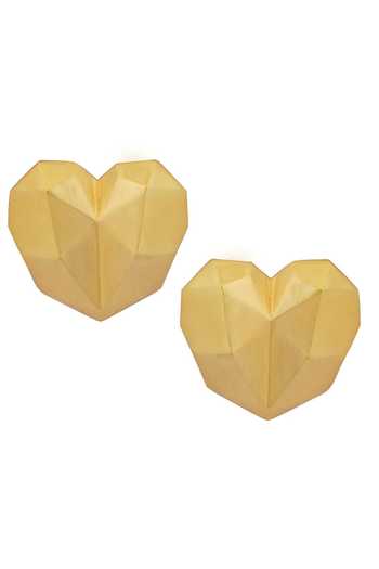 Shop_ZARIIN_Gold Plated Ways Of The Heart Stud Earrings _at_Aza_Fashions