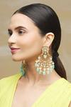 Buy Moh-Maya By Disha Khatri Blue Pearls, Metallic Thread, Beads, Zari Kundan Drop Danglers at Aza Fashions Buy_Moh-Maya By Disha Khatri_Blue Pearls, Metallic Thread, Beads, Zari Kundan Drop Danglers_at_Aza_Fashions
