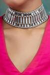 Buy_House Of Tuhina_Silver Plated Mirror Shahi Studded Choker _at_Aza_Fashions