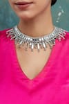 Shop_House Of Tuhina_Silver Plated Falak Qabeela Mirror Studded Choker _at_Aza_Fashions