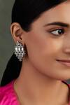 Shop_House Of Tuhina_Silver Plated Mirrors Falak Teer Embellished Earrings _at_Aza_Fashions