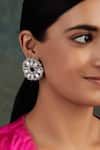 Shop_House Of Tuhina_Silver Plated Mirrors Saar Embellished Stud Earrings _at_Aza_Fashions