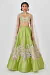 Buy_Aisha Rao_Green Tissue Saira And Crystal Embellished 10 Kali Bridal Lehenga Set  _at_Aza_Fashions