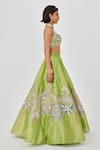 Shop_Aisha Rao_Green Tissue Saira And Crystal Embellished 10 Kali Bridal Lehenga Set  _Online_at_Aza_Fashions