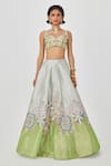 Buy_Aisha Rao_Green Tissue Applique Gulshan Dichromatic 10 Kali Bridal Lehenga Set  _Online_at_Aza_Fashions