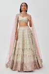 Buy_Aisha Rao_Ivory Tissue Mahnaz And Mirror Work 12 Kali Bridal Lehenga Set  _at_Aza_Fashions