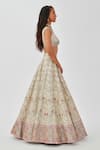 Shop_Aisha Rao_Ivory Tissue Mahnaz And Mirror Work 12 Kali Bridal Lehenga Set  _Online_at_Aza_Fashions