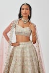 Aisha Rao_Ivory Tissue Mahnaz And Mirror Work 12 Kali Bridal Lehenga Set  _at_Aza_Fashions