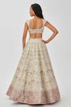 Shop_Aisha Rao_Ivory Tissue Applique Mahnaz Mirror Work 16 Kali Bridal Lehenga Set  _at_Aza_Fashions