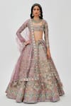 Buy_Aisha Rao_Multi Color Tissue Applique Armina Bloom 12 Kali Bridal Lehenga Set  _at_Aza_Fashions