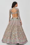 Shop_Aisha Rao_Multi Color Tissue Applique Armina Bloom 12 Kali Bridal Lehenga Set  _at_Aza_Fashions