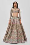 Aisha Rao_Multi Color Tissue Applique Armina Bloom 12 Kali Bridal Lehenga Set  _Online_at_Aza_Fashions