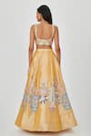 Shop_Aisha Rao_Yellow Tissue Applique Nasima Bloom 10 Kali Bridal Lehenga Set  _at_Aza_Fashions