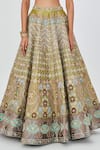 Aisha Rao_Green Tissue Embellished Floral Layla 12 Kali Bridal Lehenga Set  _at_Aza_Fashions