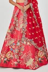 Shop_Aisha Rao_Pink Satin Embellished Floral Zahra 10 Kali Bridal Lehenga Set  _Online_at_Aza_Fashions